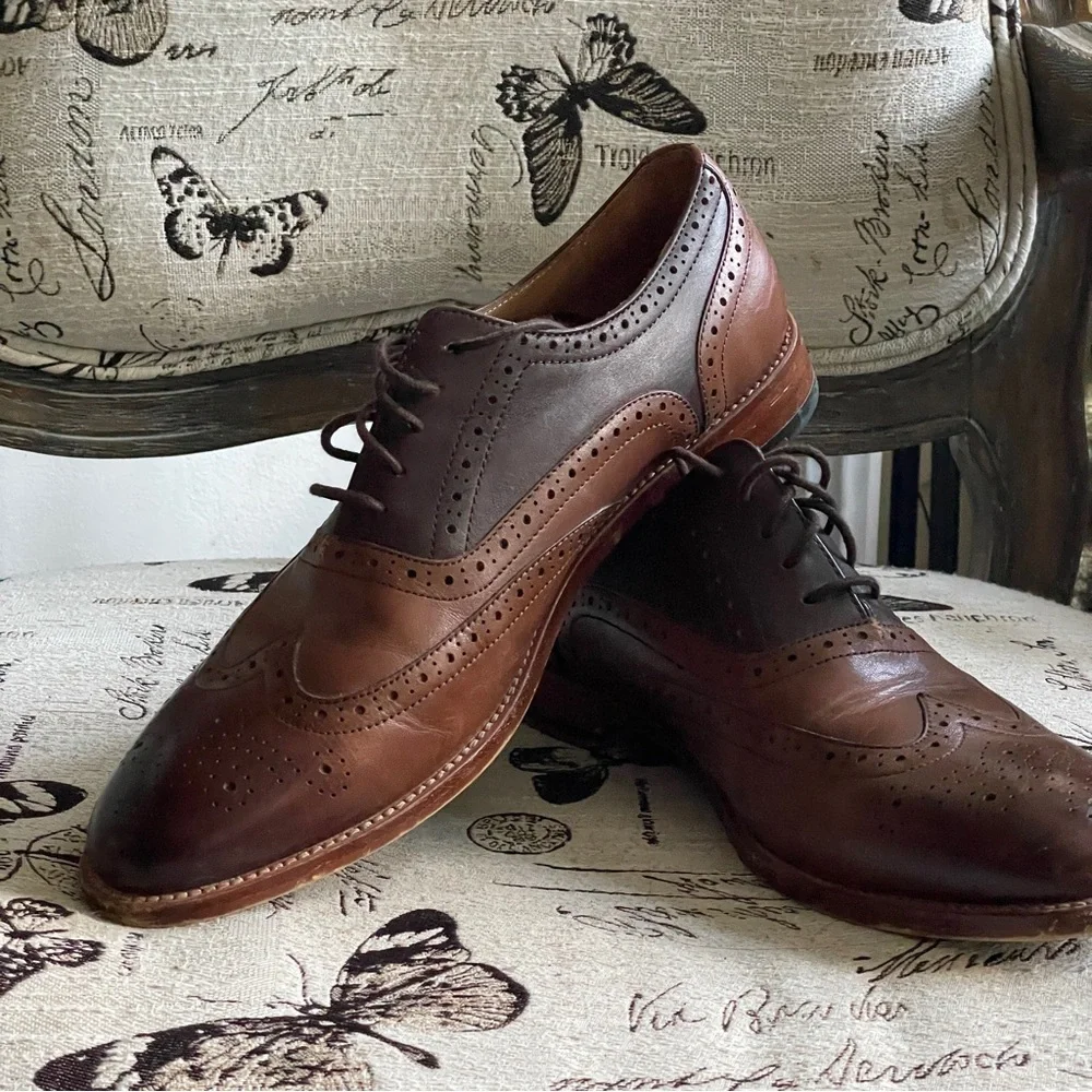 Warfield & Grand Hastings mens two tone brogue oxford wingtip brown academia